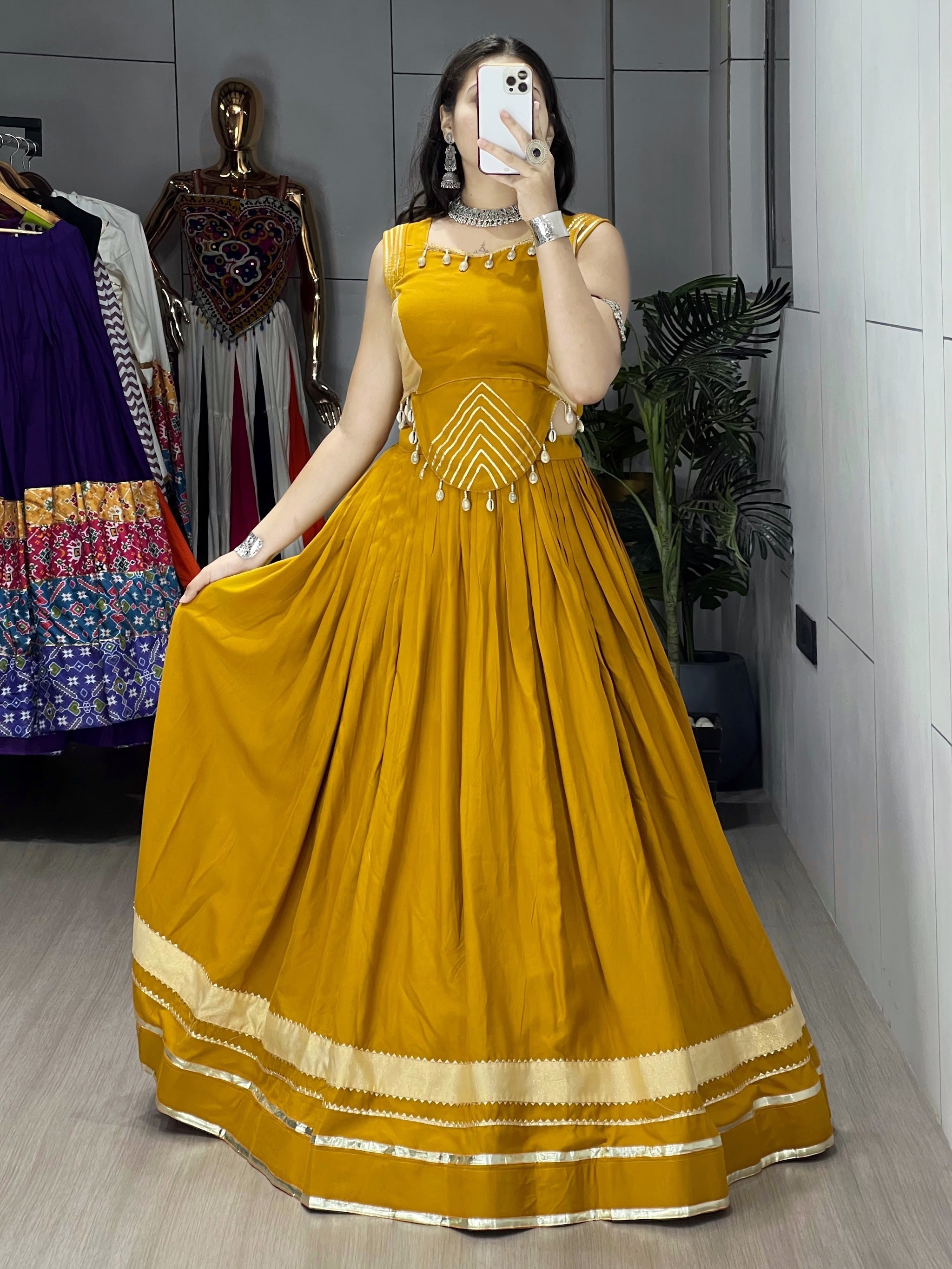 Navratri Mustard Ambaa Lehenga Set