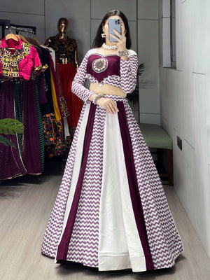Navratri Wine White Jogni Lehenga Set