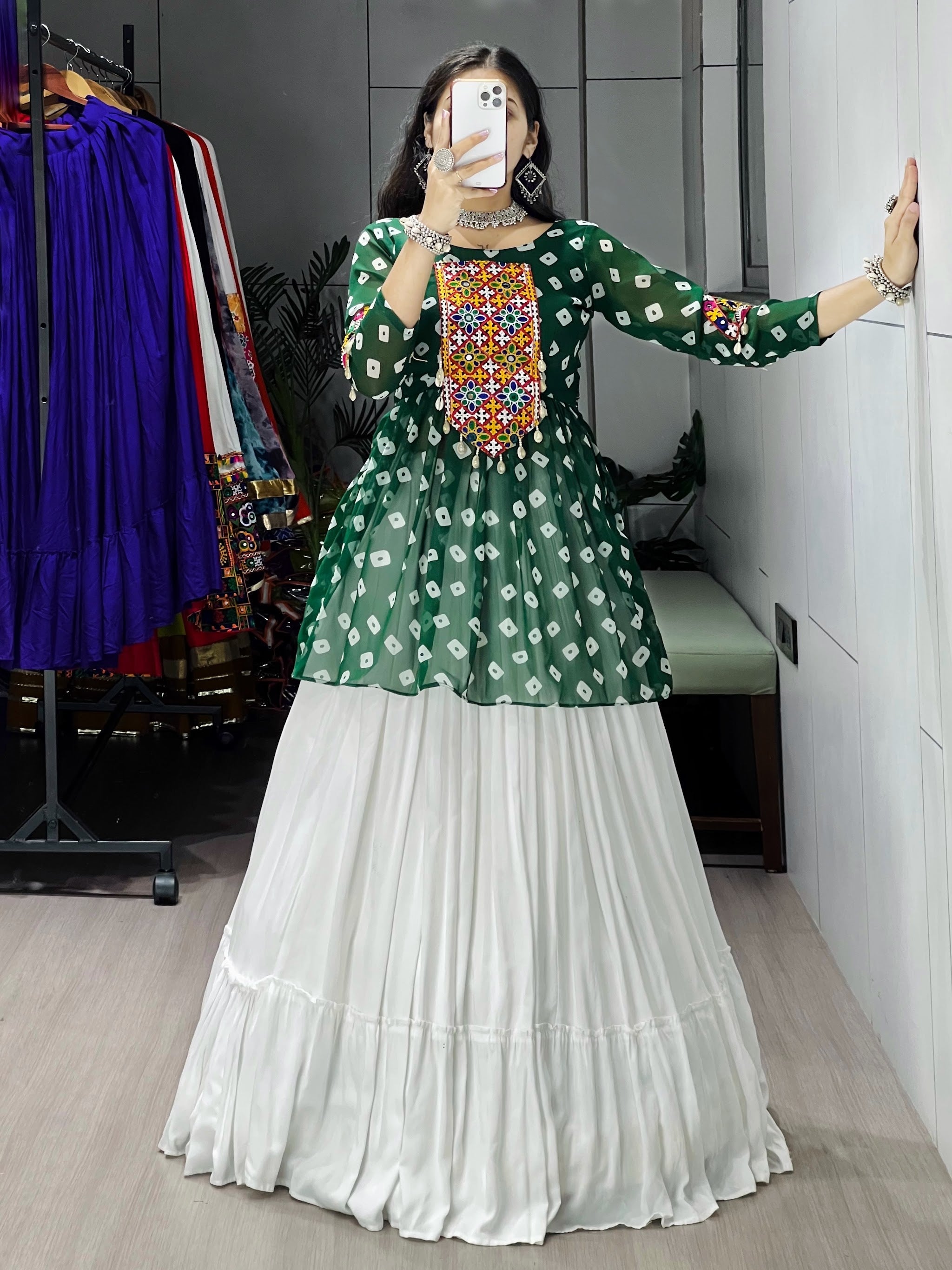 Navratri Green Megha Lehenga Set