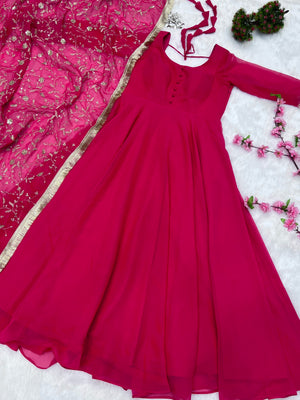 Georgette Embroidered Gown Set – Rani