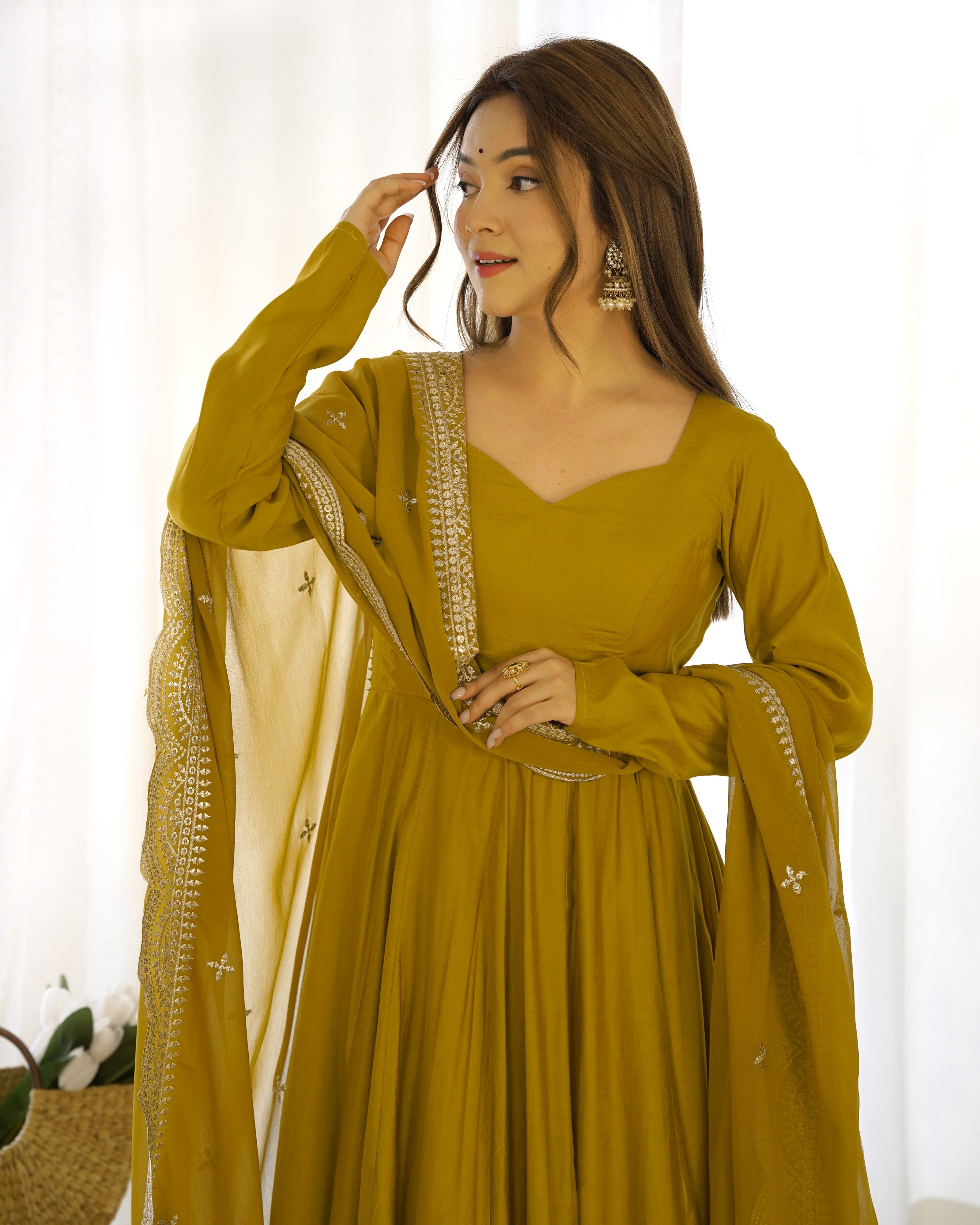 Roman Chanderi Silk Embroidered Anarkali Set – Musterd