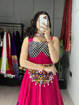 Navratri Navy Blue Sanedo Lehenga Set