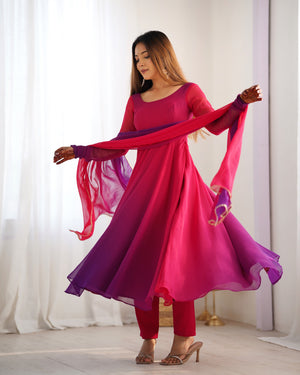 Georgette Designer Anarkali Set – Dark Pink