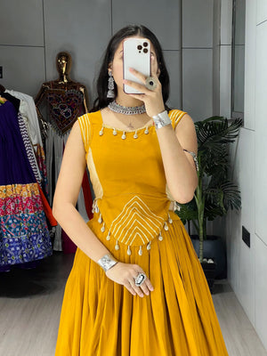 Navratri Mustard Ambaa Lehenga Set