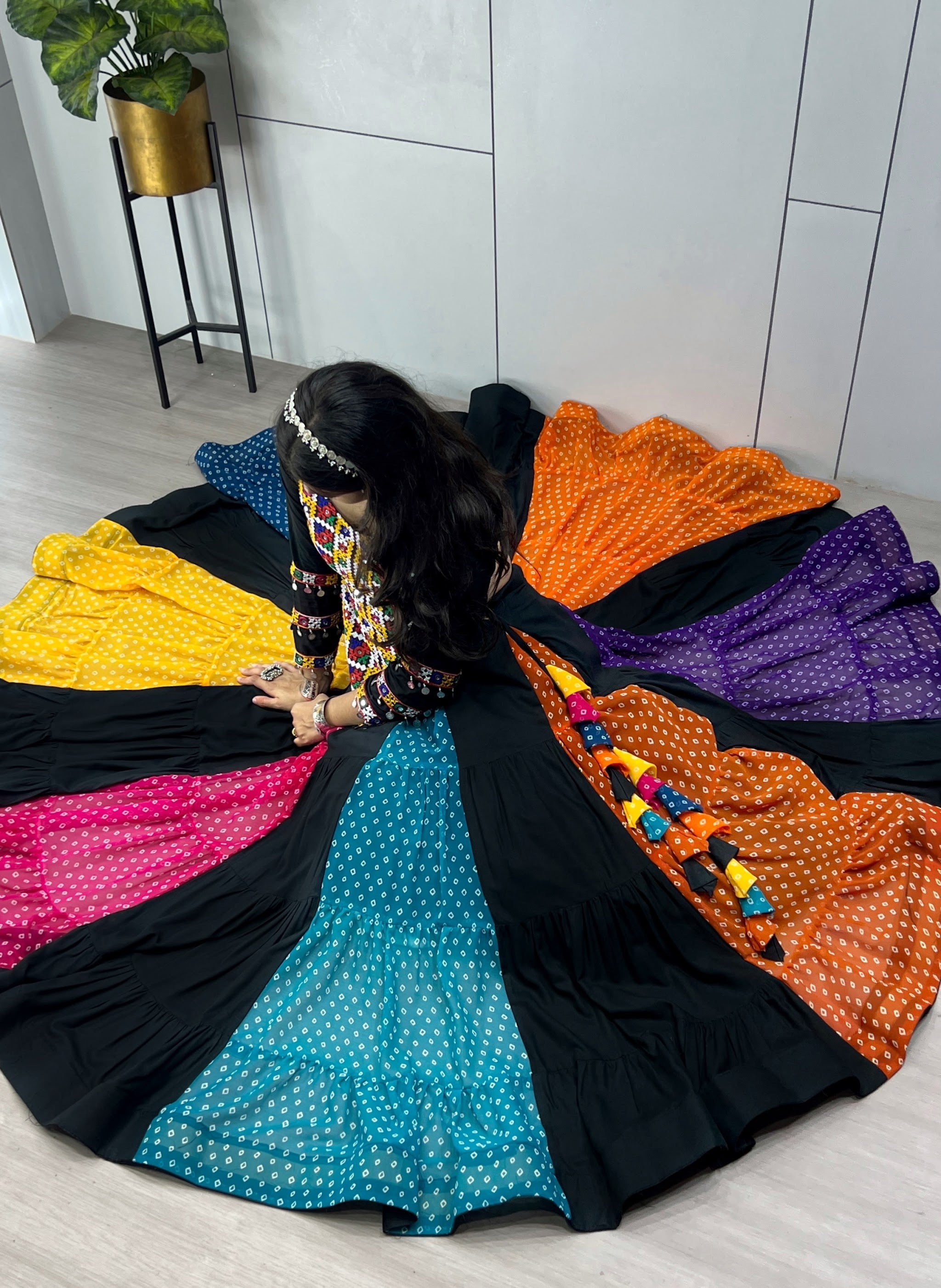 Navratri Multicolor Virangana Lehenga Set