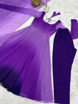 Georgette Designer Anarkali Set – Purple