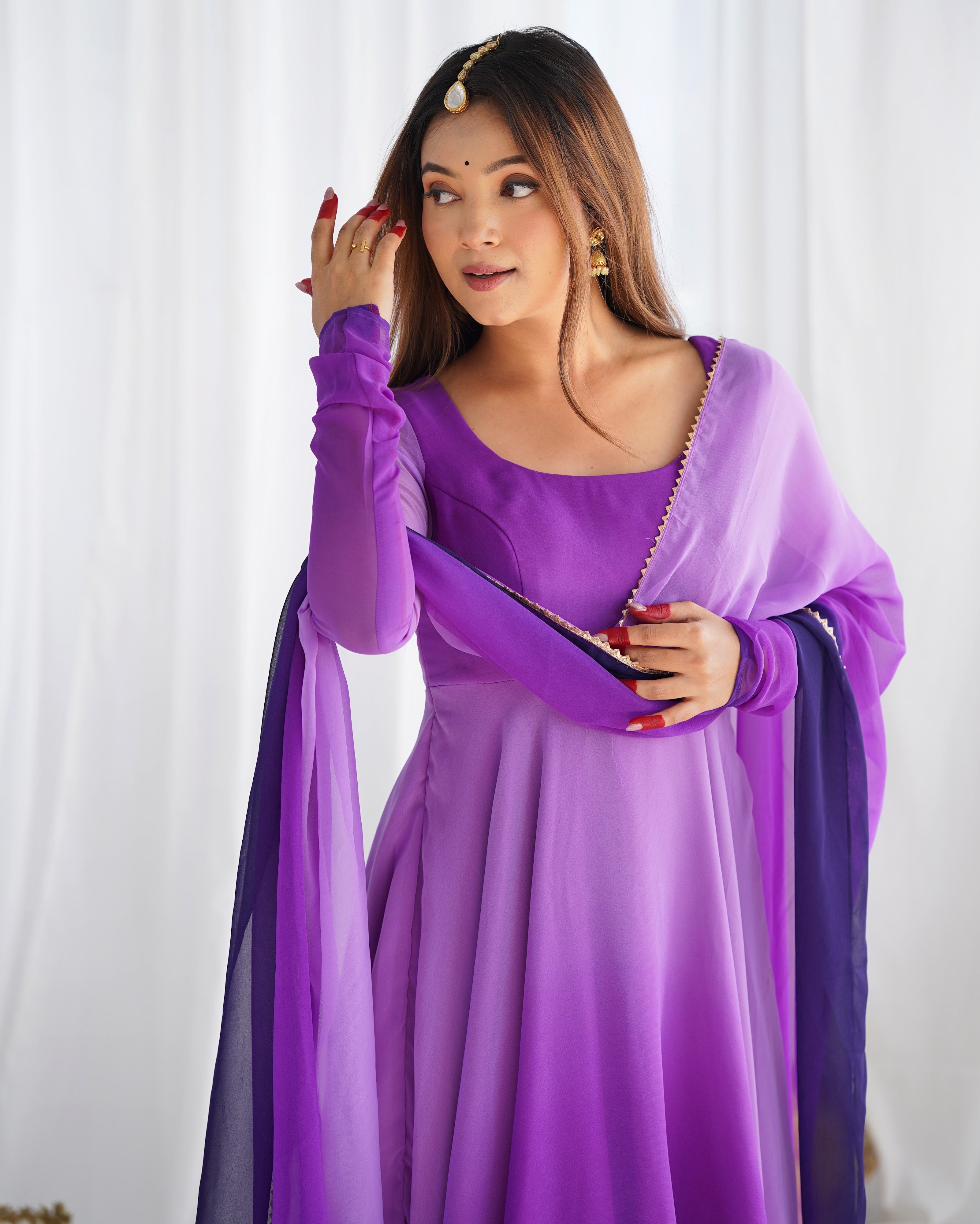 Georgette Designer Anarkali Set – Purple