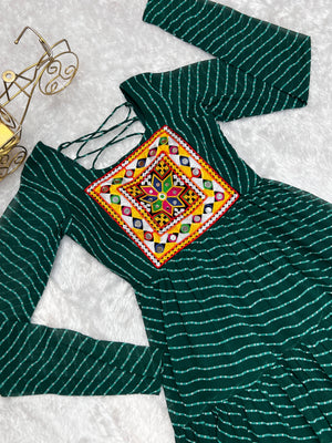 Georgette Printed Gown Set – Green