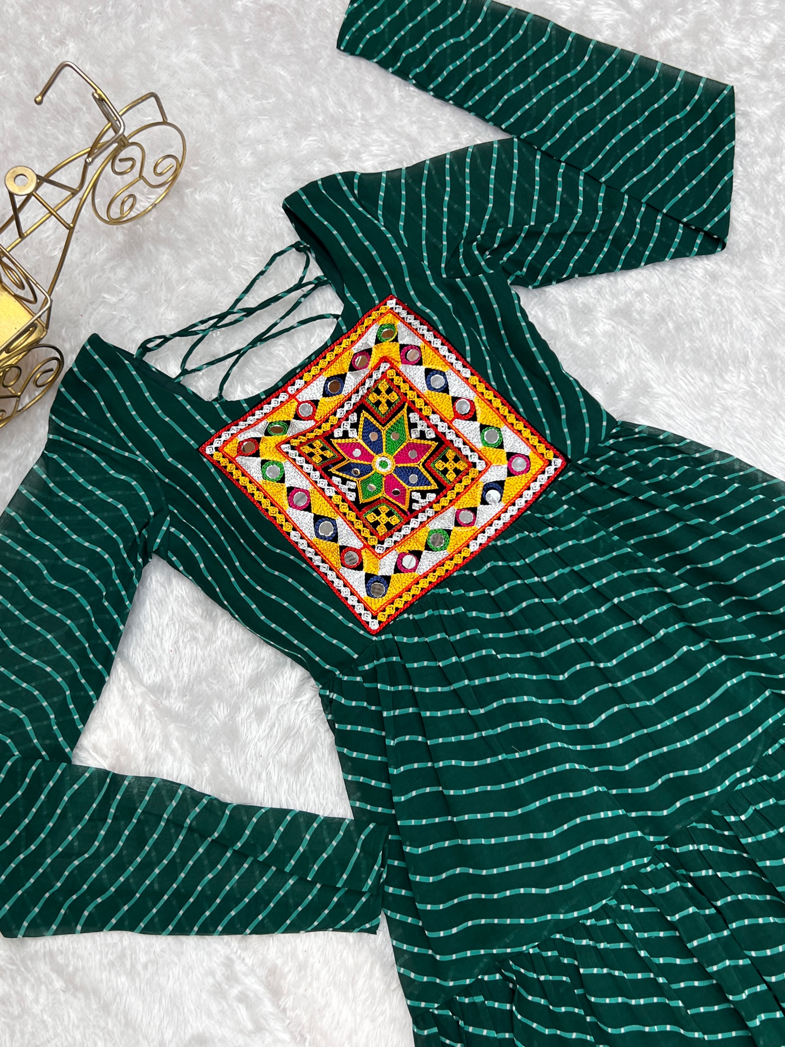 Georgette Printed Gown Set – Green