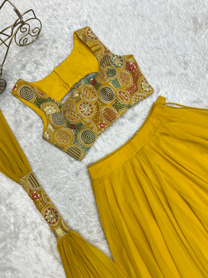 Georgette Designer Lehenga Set – Yellow