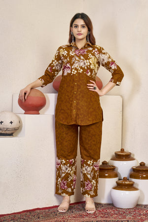 Pure Cotton Printed Co-Ords Set – Orange