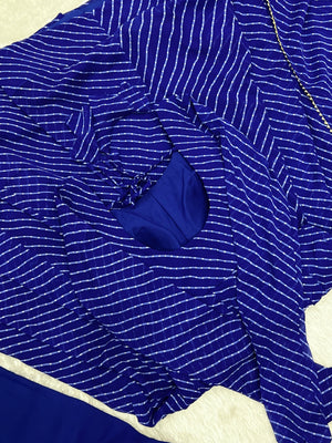 Georgette Printed Anarkali Set – Royal Blue