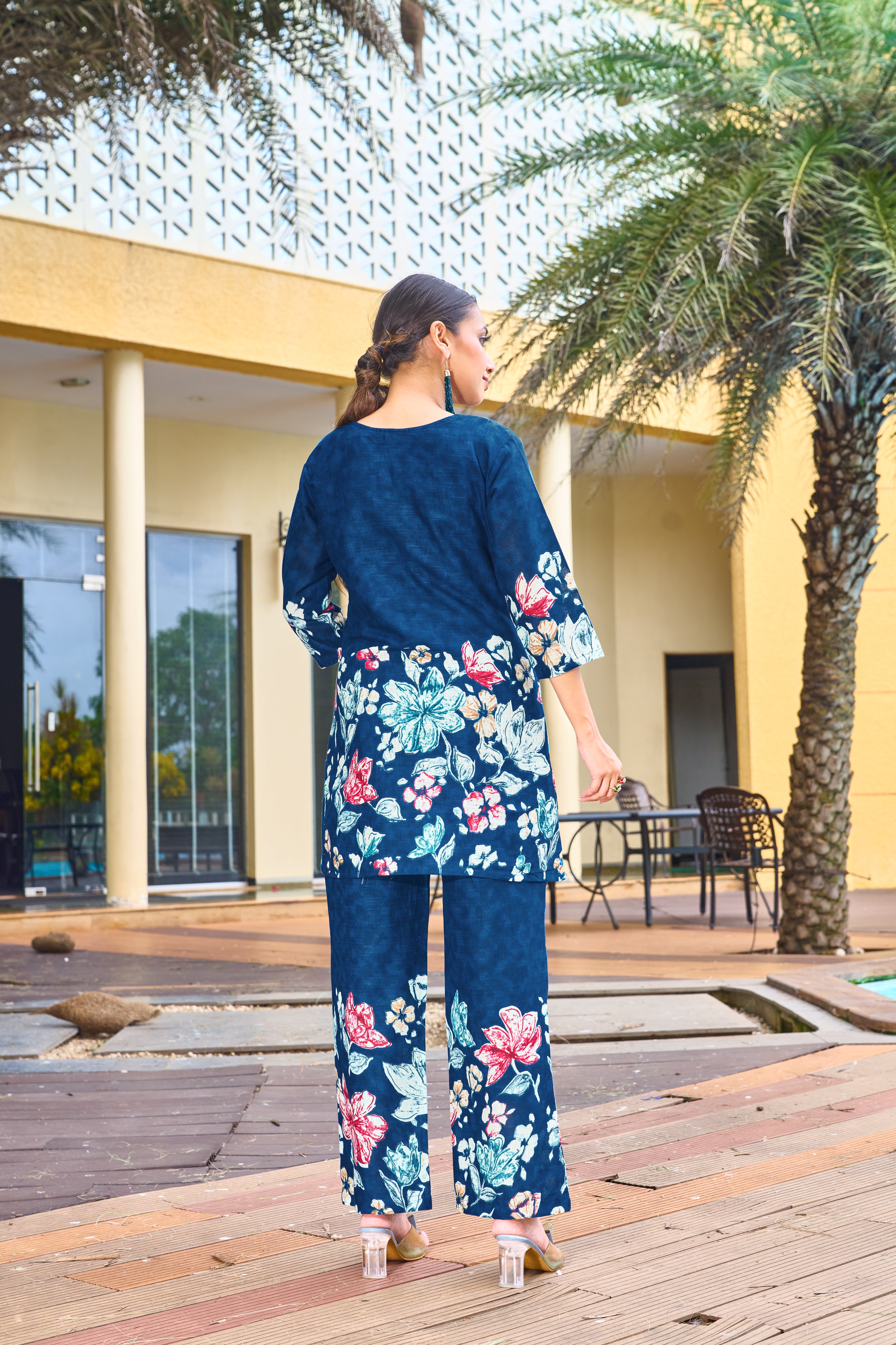 Pure Cotton Printed Co-Ords Set – Blue