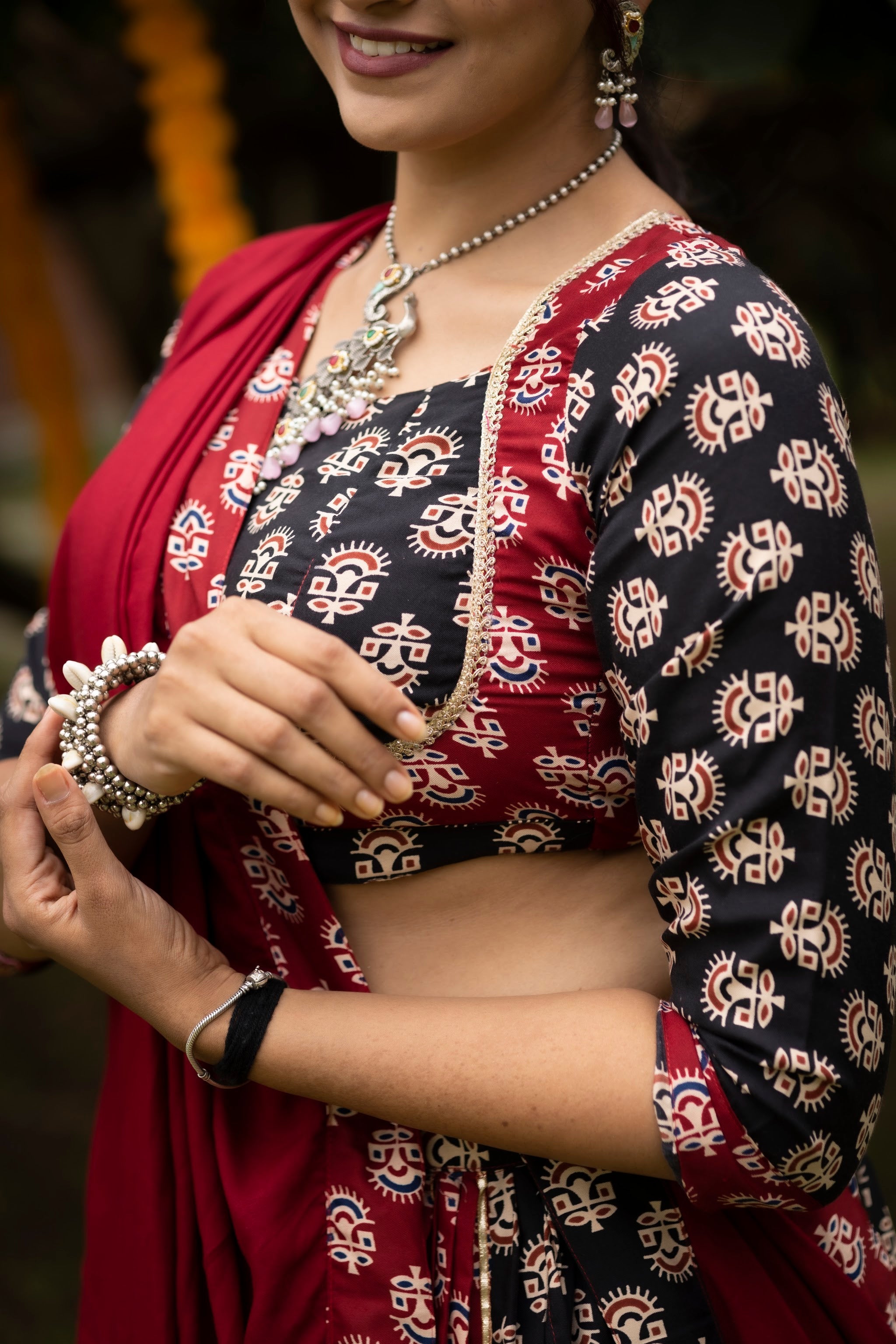 Navratri Black Satira Lehenga Set