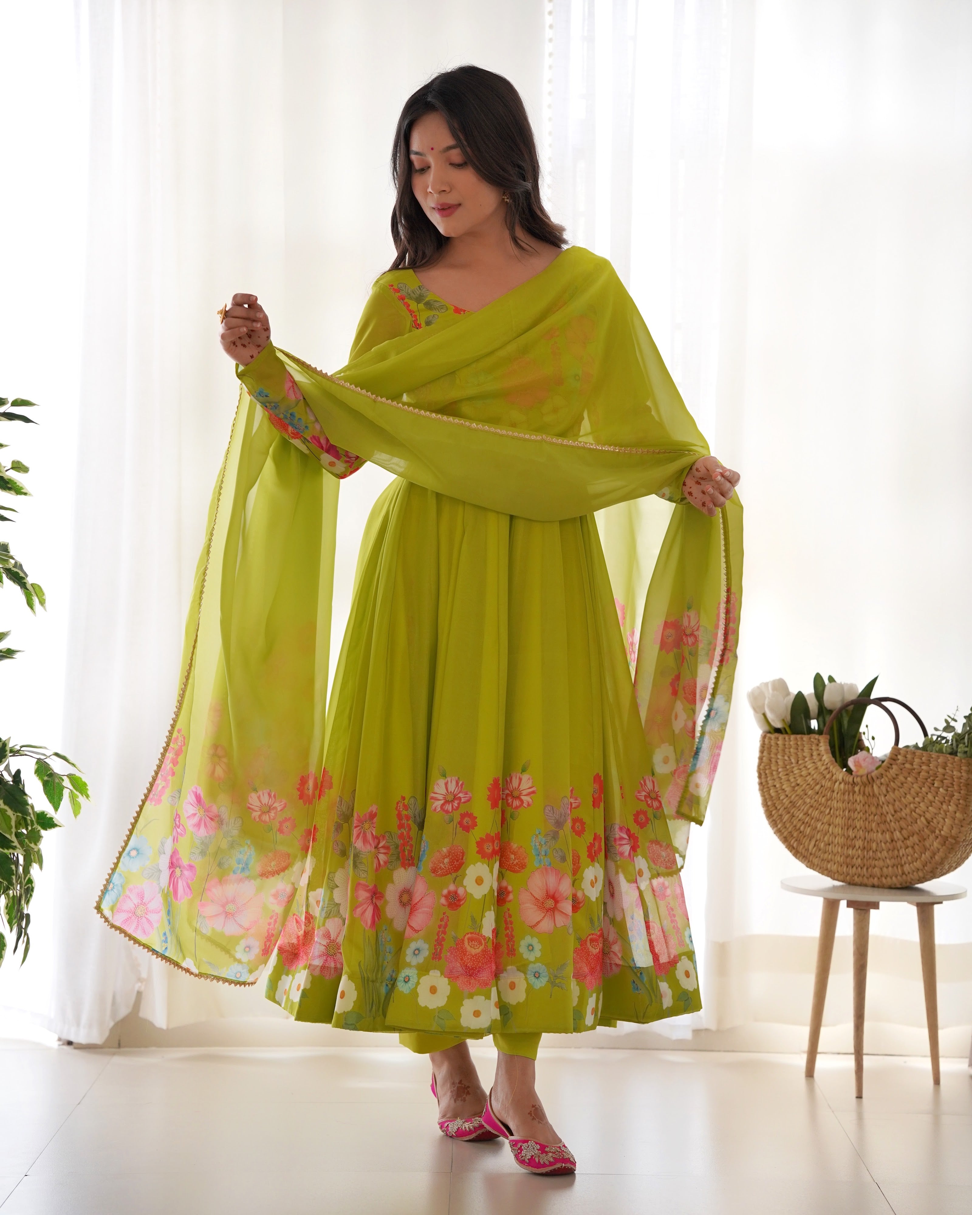 Organza Silk Printed Anarkali Set – Liril