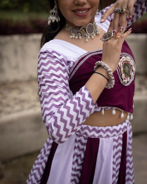 Navratri Wine White Jogni Lehenga Set