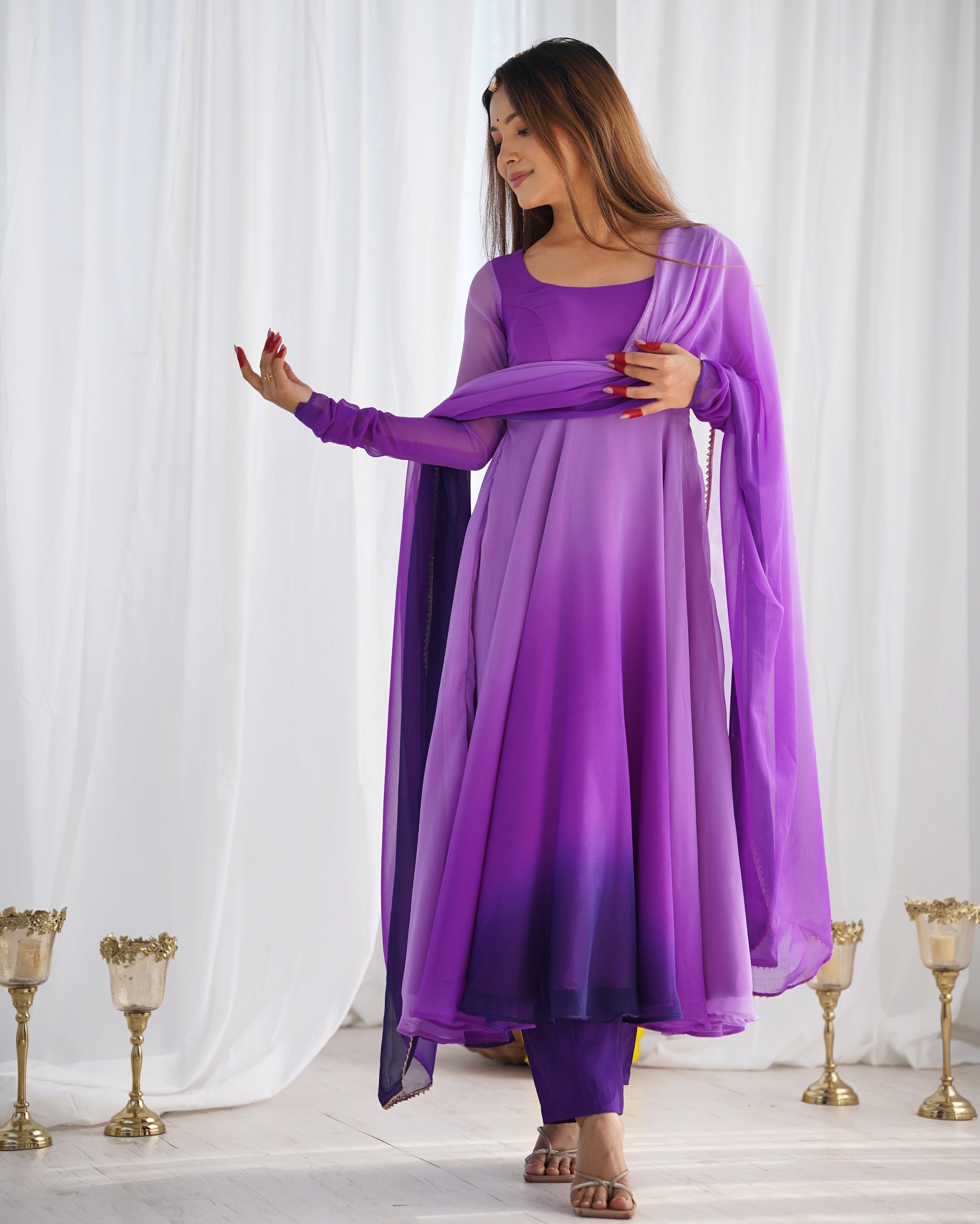 Georgette Designer Anarkali Set – Purple