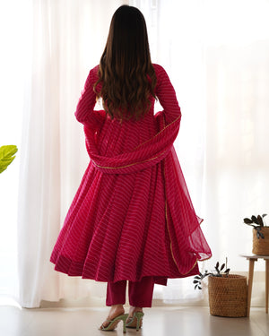 Georgette Printed Anarkali Set – Rani Pink