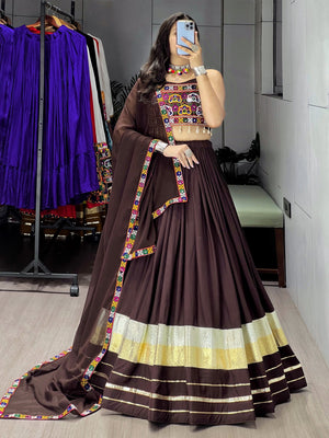 Navratri Brown Chocolate Lehenga Set