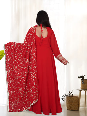 Georgette Embroidered Gown Set – Orange