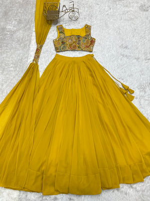 Georgette Designer Lehenga Set – Yellow
