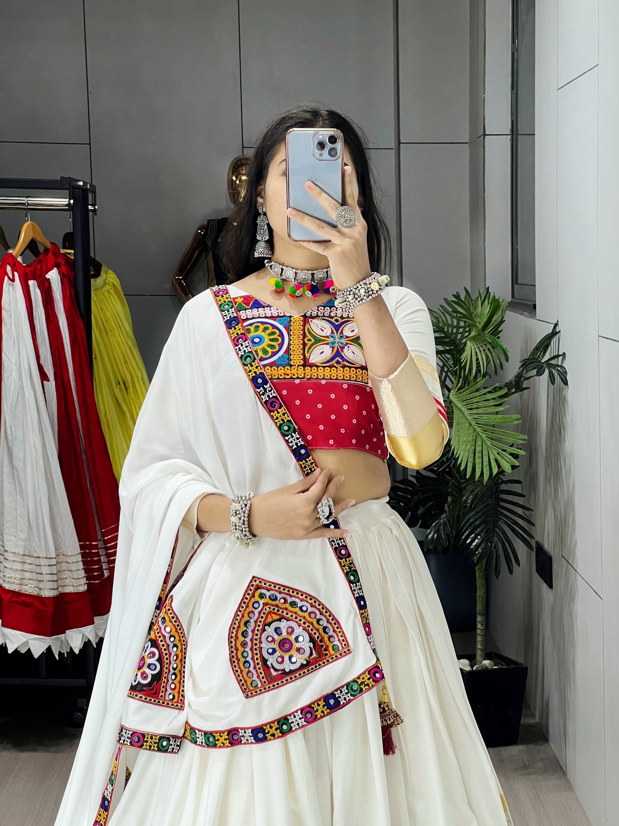 Navratri White Sitara Lehenga Set