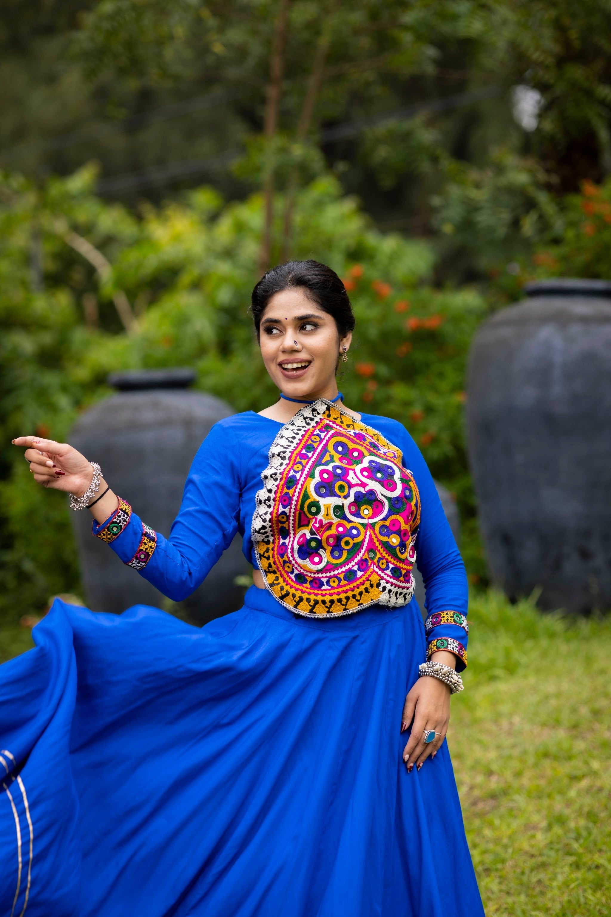 Navratri Royal Blue Star Lehenga Set