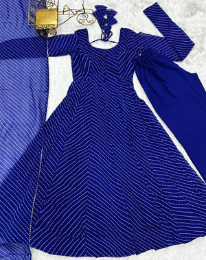 Georgette Printed Anarkali Set – Royal Blue