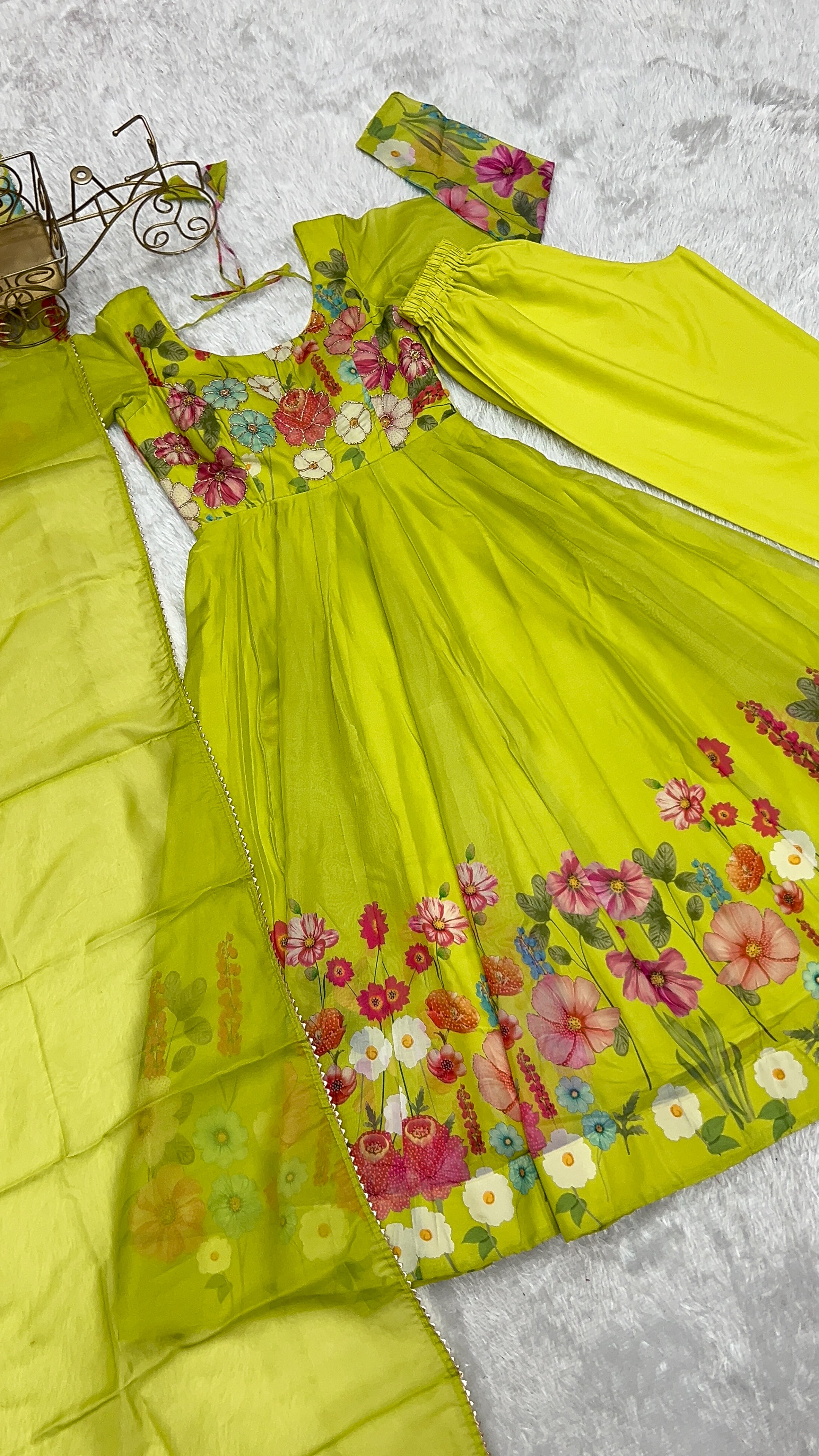 Organza Silk Printed Anarkali Set – Liril