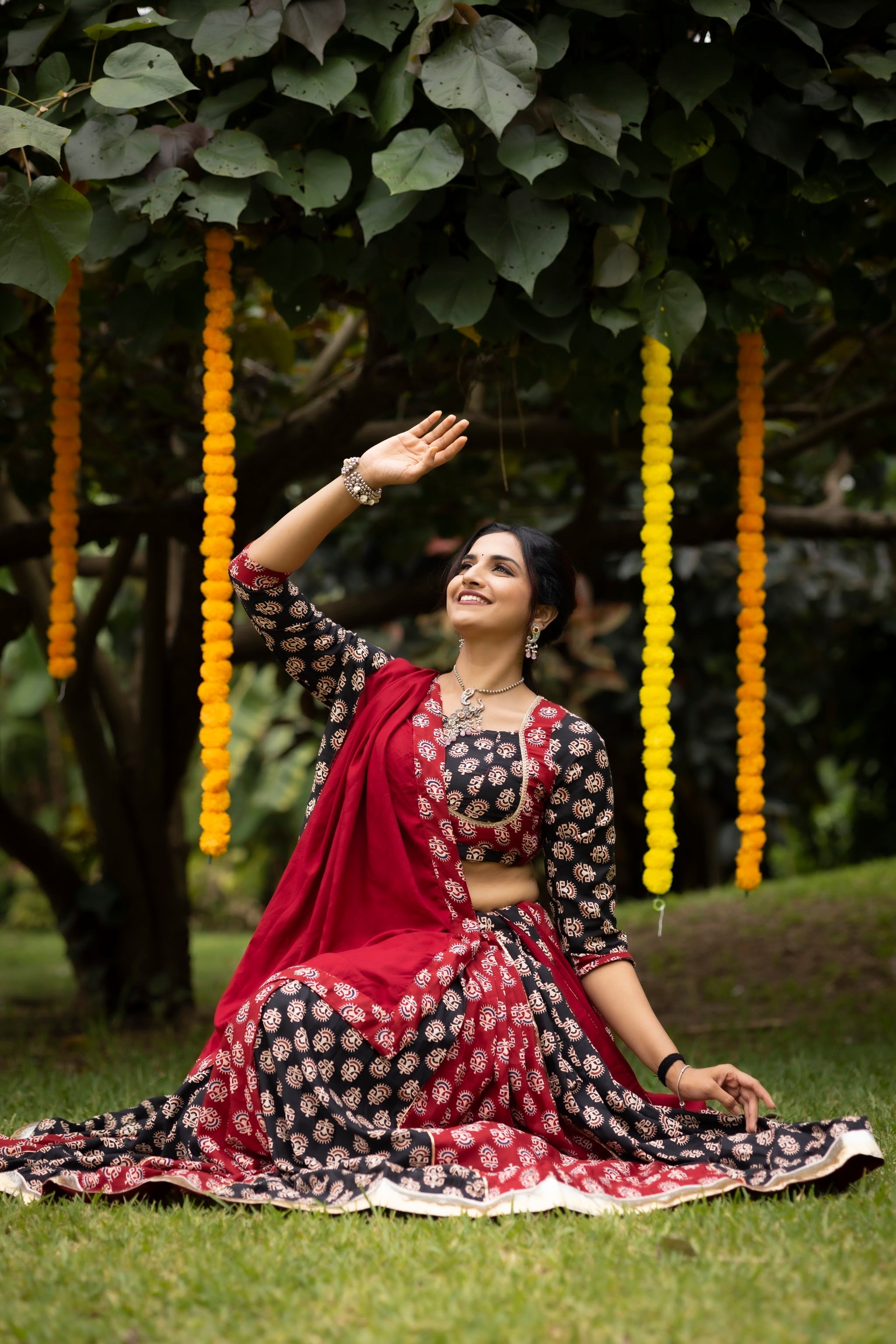 Navratri Black Satira Lehenga Set