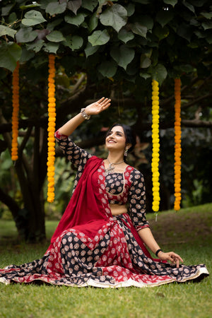 Navratri Black Satira Lehenga Set
