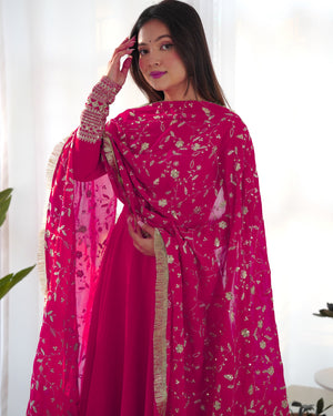 Georgette Embroidered Gown Set – Rani