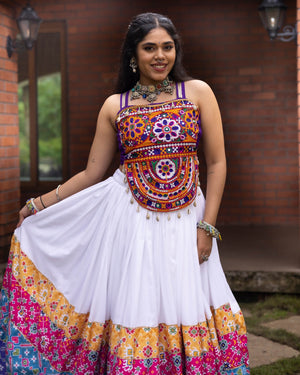 Navratri White Rangat Lehenga Set