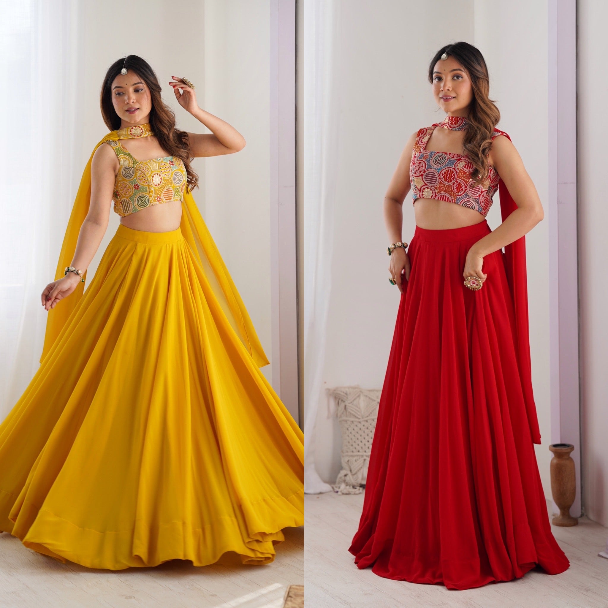 Georgette Designer Lehenga Set – Red
