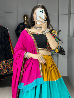 Navratri Multicolor Pachrang Lehenga Set