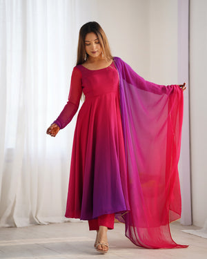 Georgette Designer Anarkali Set – Dark Pink