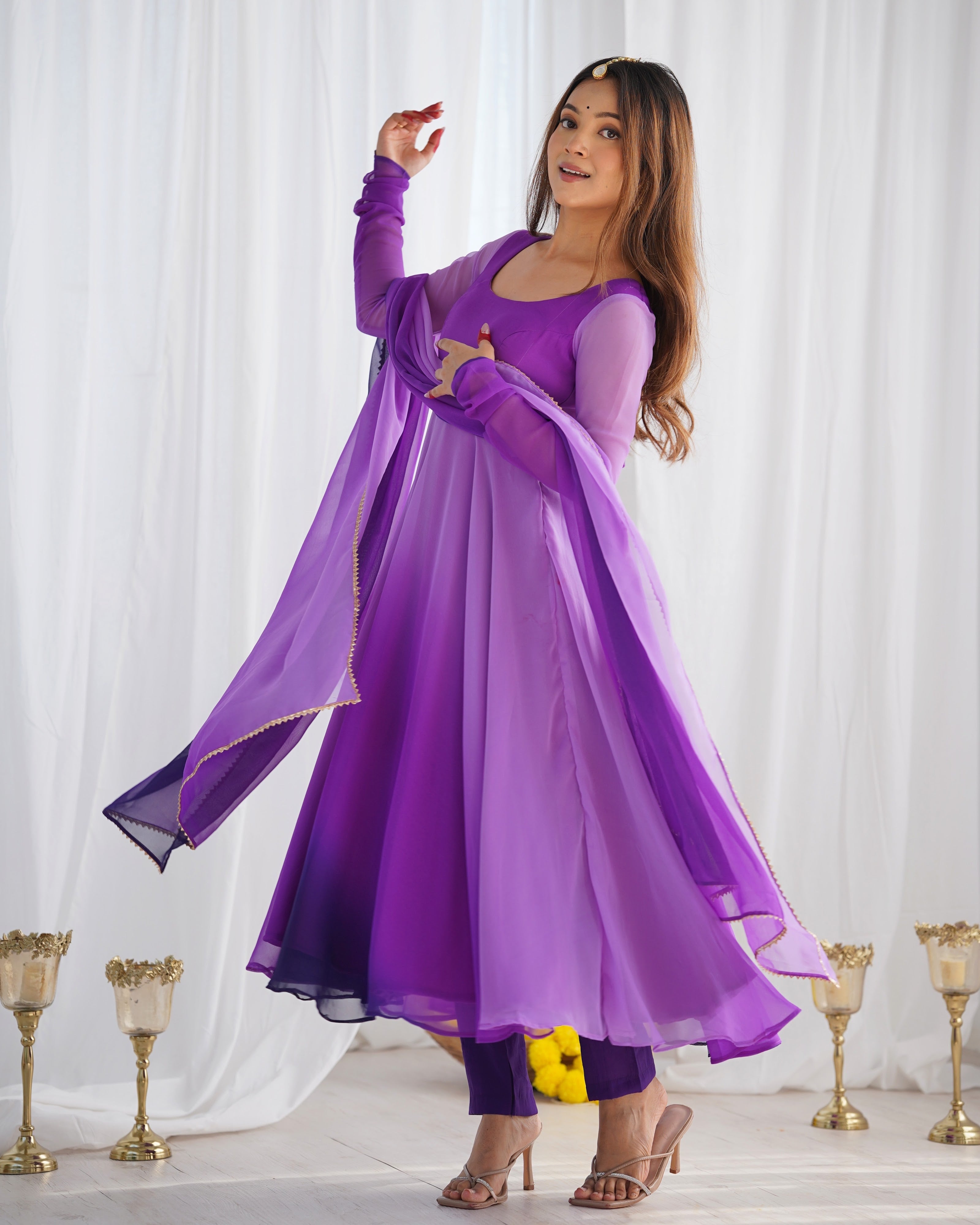 Georgette Designer Anarkali Set – Purple