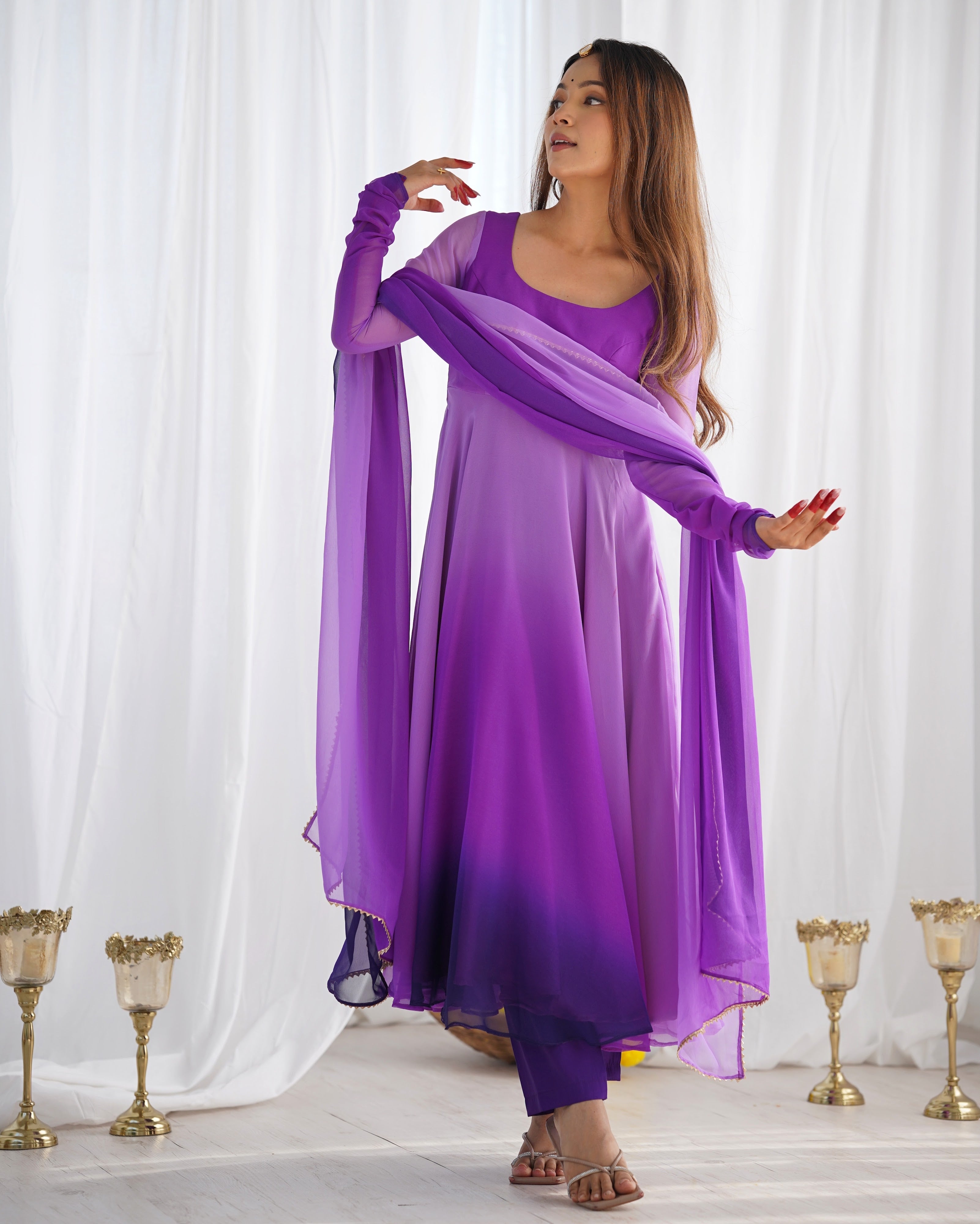 Georgette Designer Anarkali Set – Purple