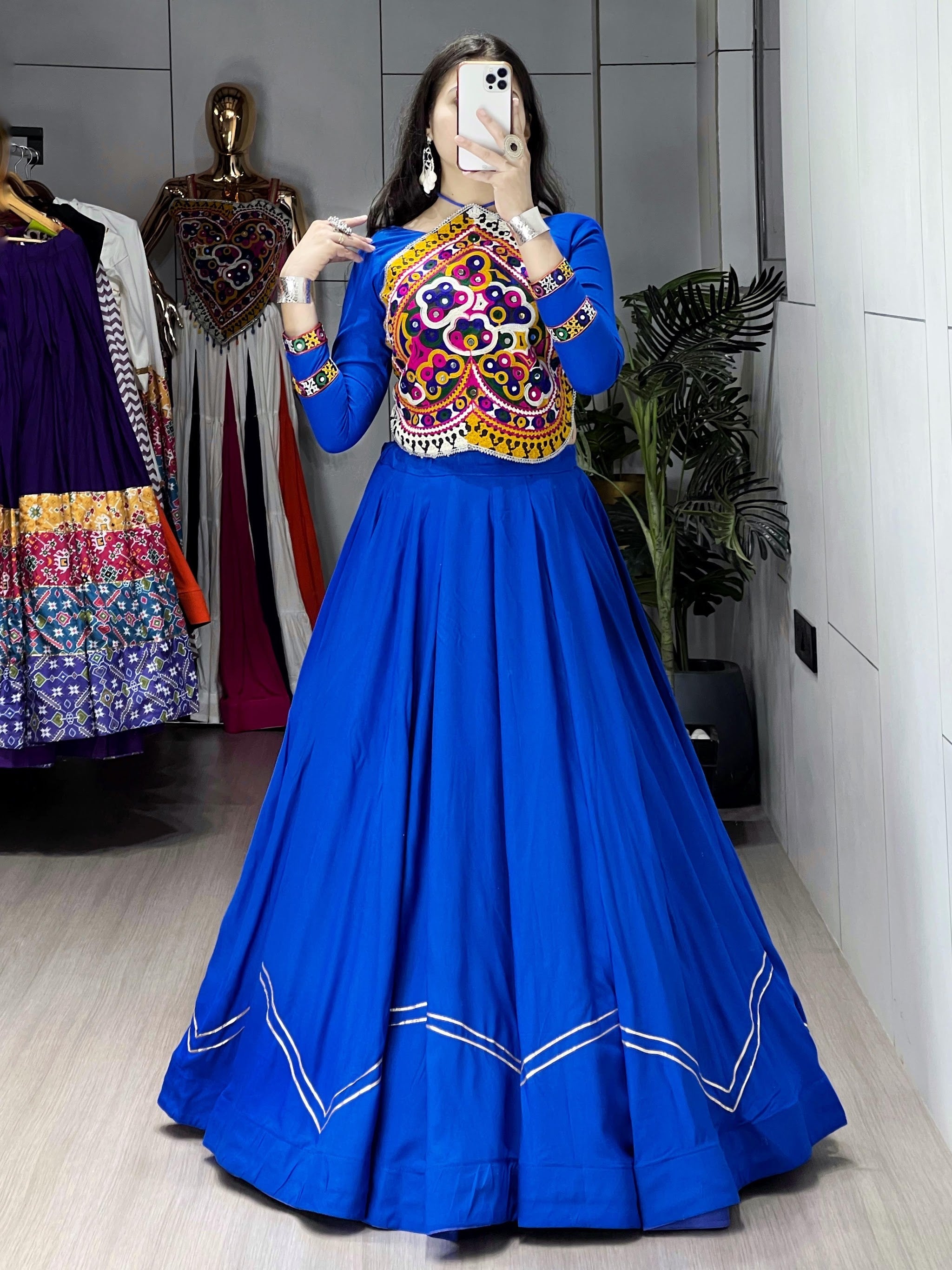 Navratri Royal Blue Star Lehenga Set