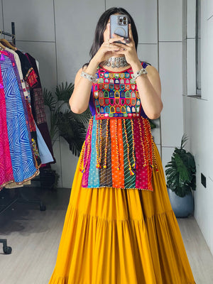 Navratri Mustard Purple Lehenga Set