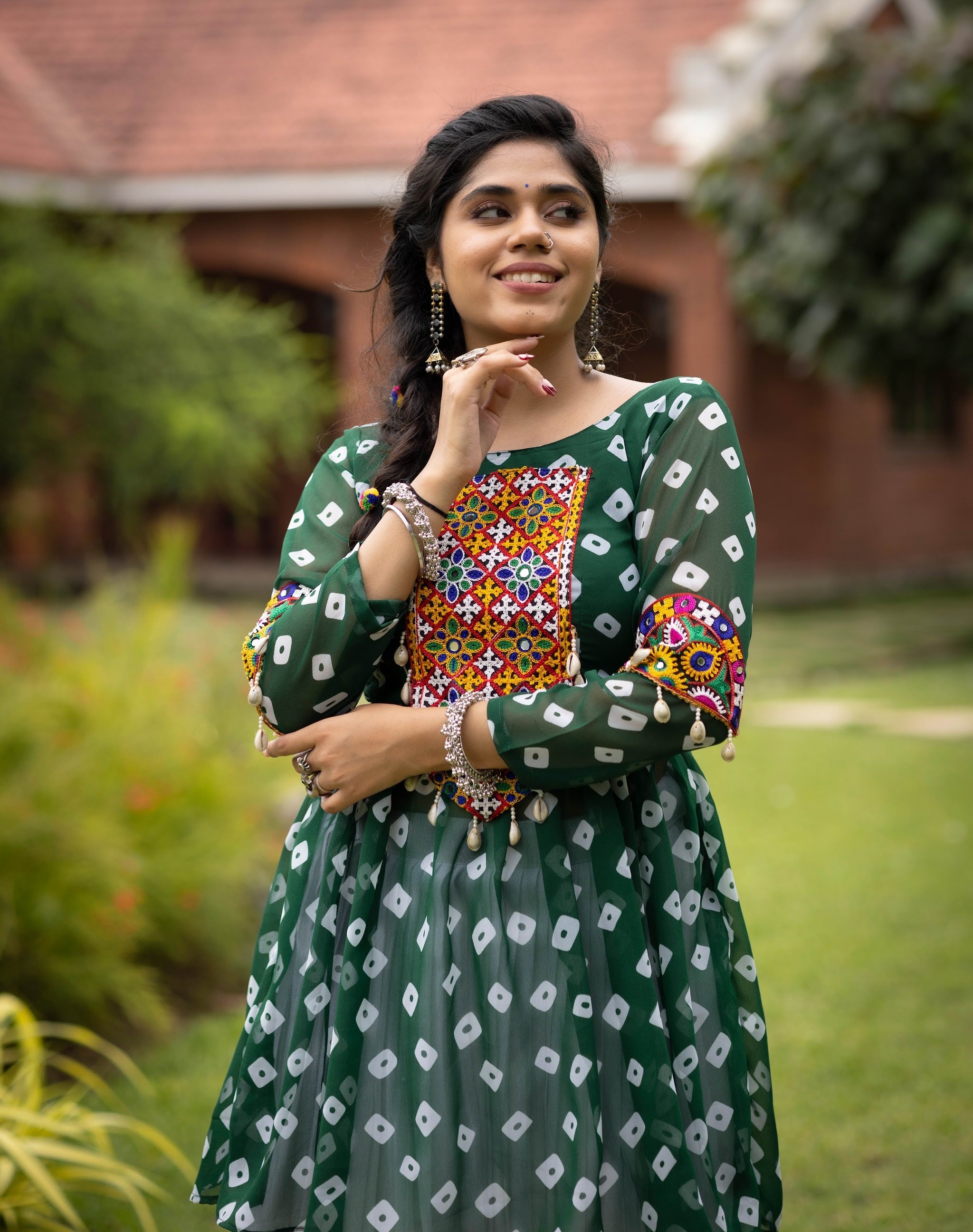 Navratri Green Megha Lehenga Set