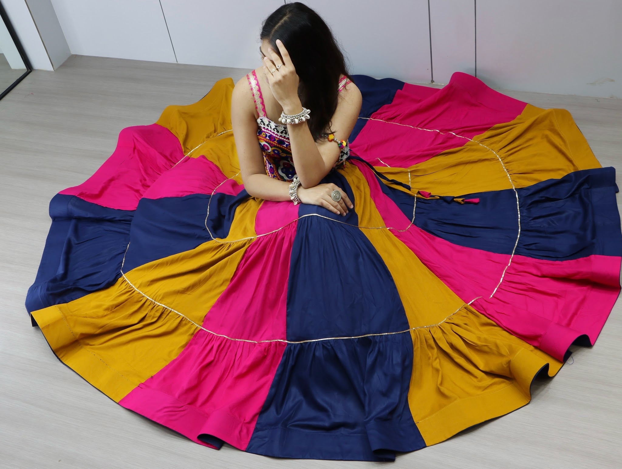 Navratri Multicolor Vaalam Lehenga Set