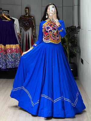 Navratri Royal Blue Star Lehenga Set
