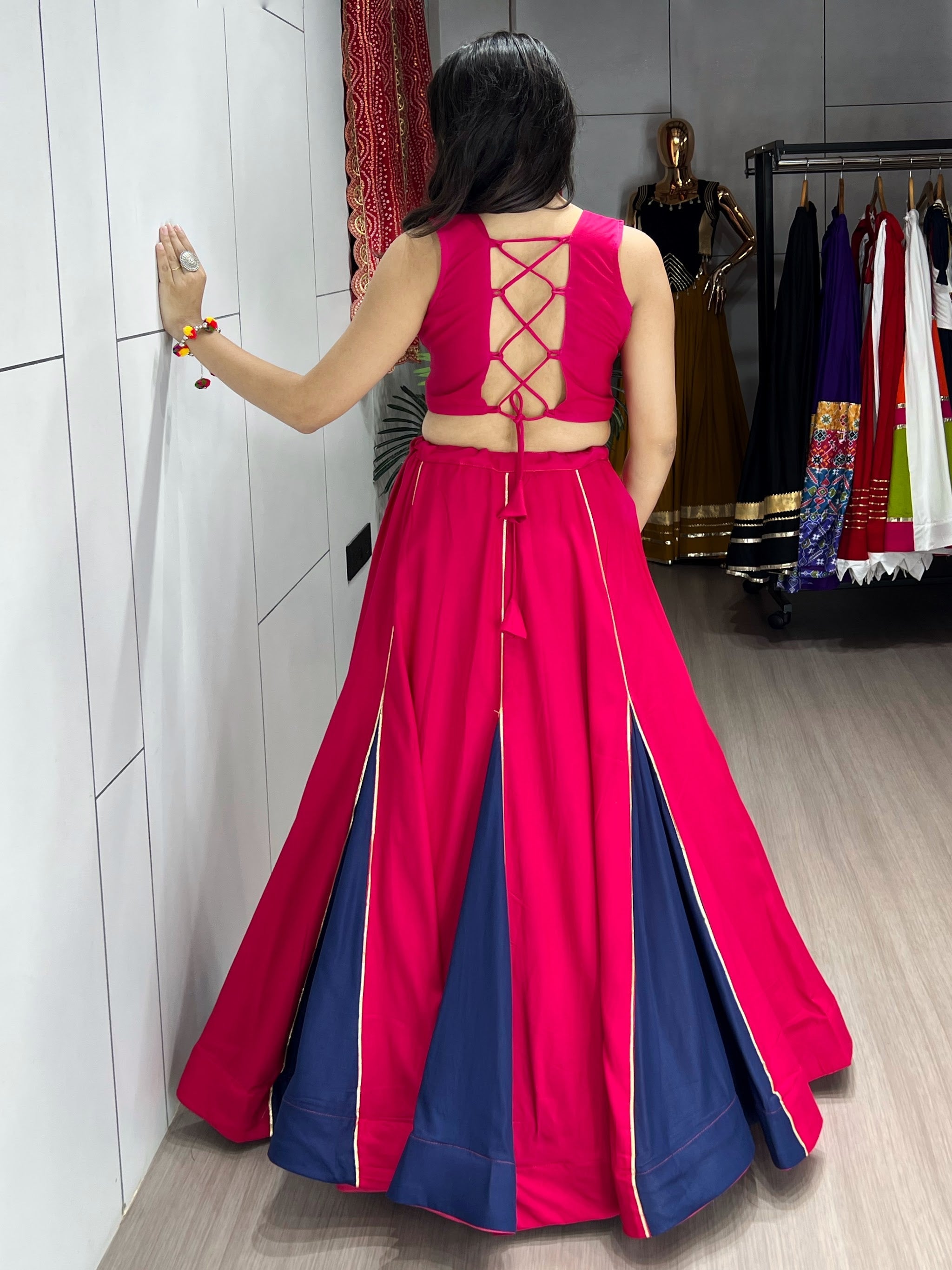 Navratri Navy Blue Sanedo Lehenga Set
