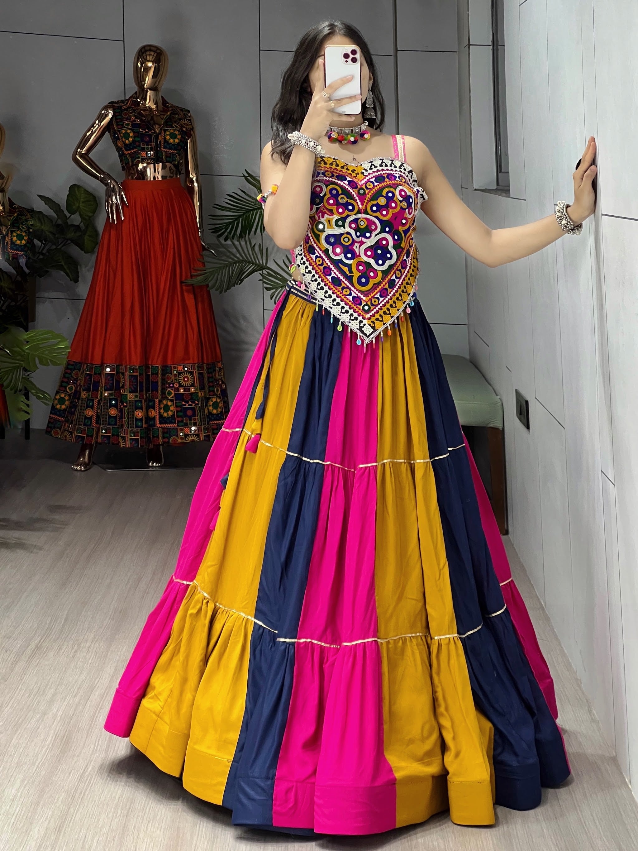 Navratri Multicolor Vaalam Lehenga Set