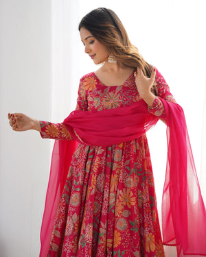 Roman Chanderi Silk Printed Kurta-Palazzo Set – Pink