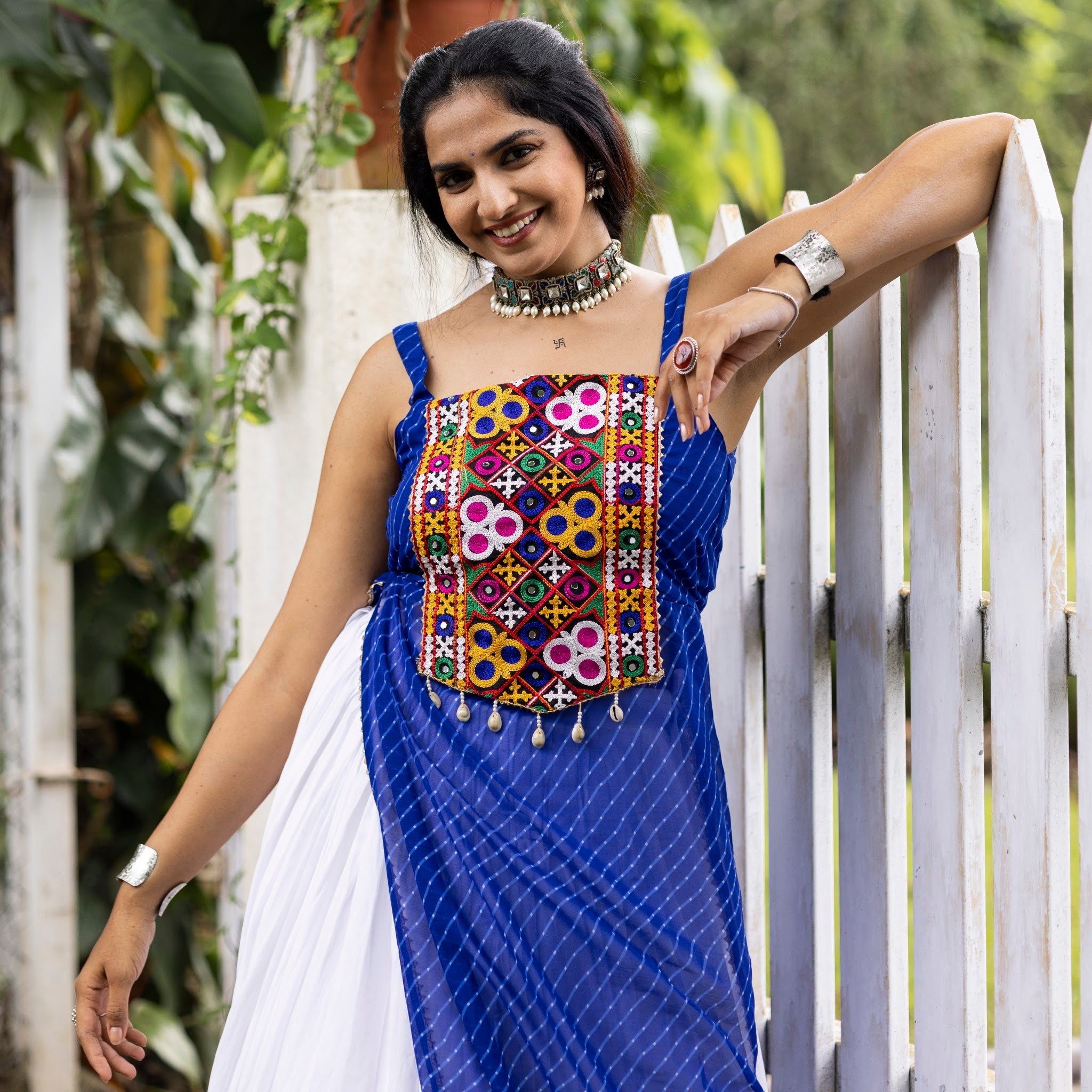 Navratri Royal Blue Kurti Lehenga Set