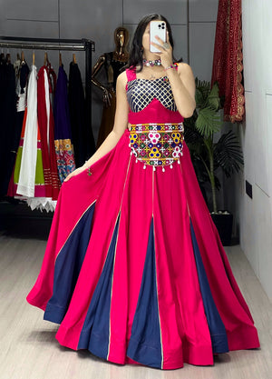Navratri Navy Blue Sanedo Lehenga Set