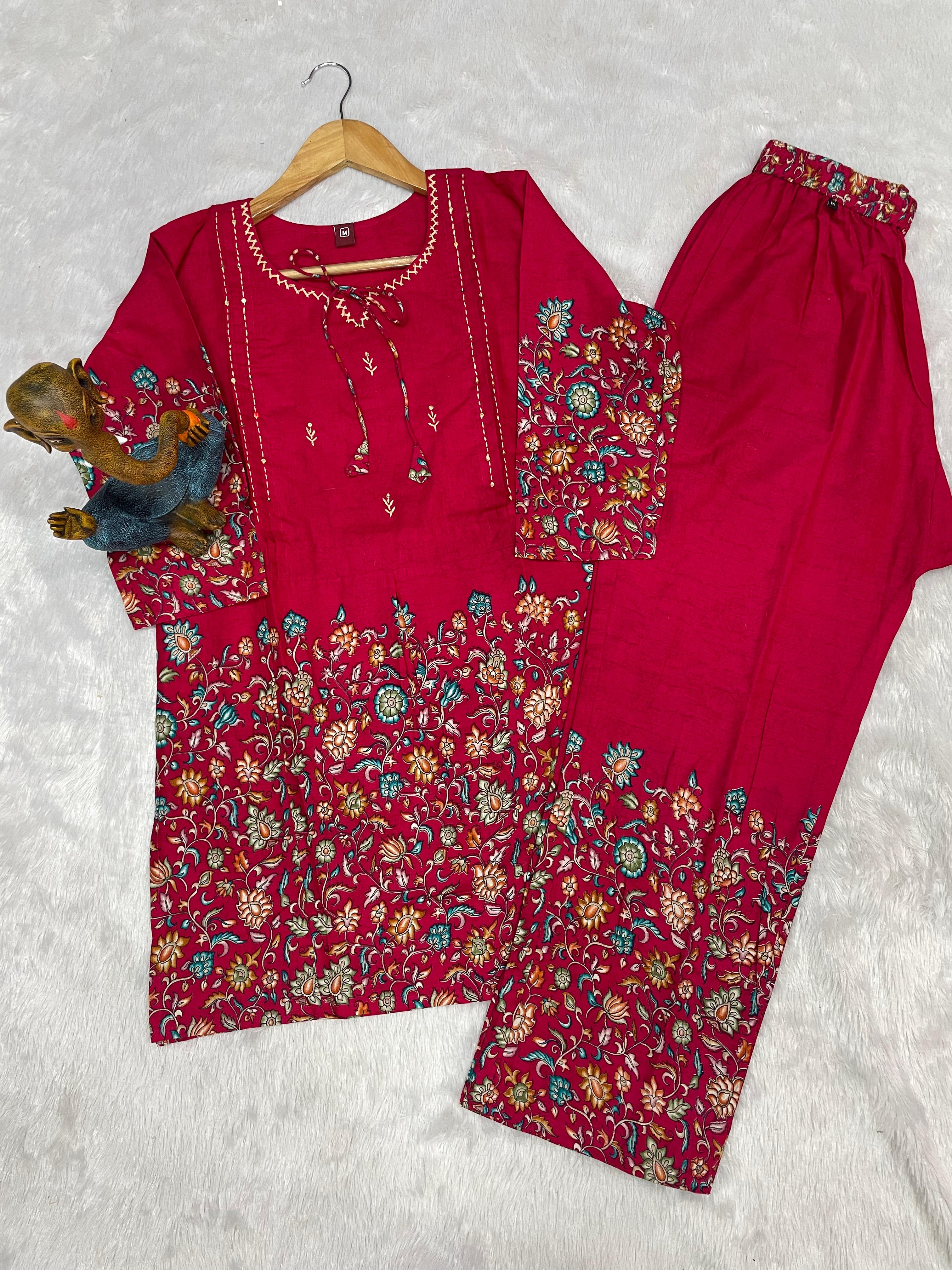 Pure Cotton Printed Co-Ords Set – Pink