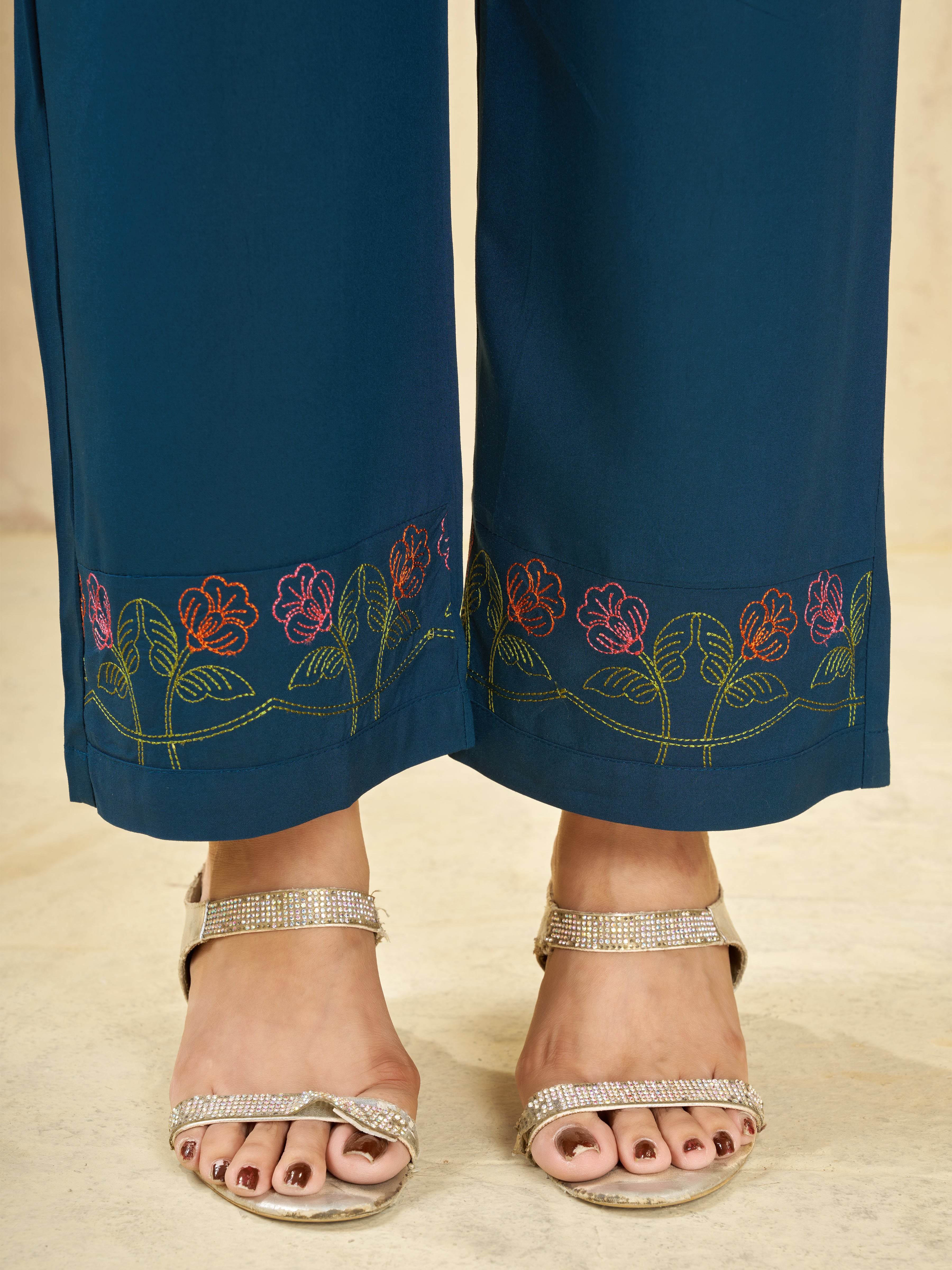 Heavy Rayon Embroidered Co-Ords Set – Blue